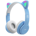 P47 Headphone Bluetooth 5.0 Luminous Cat Ear Shape – Blue