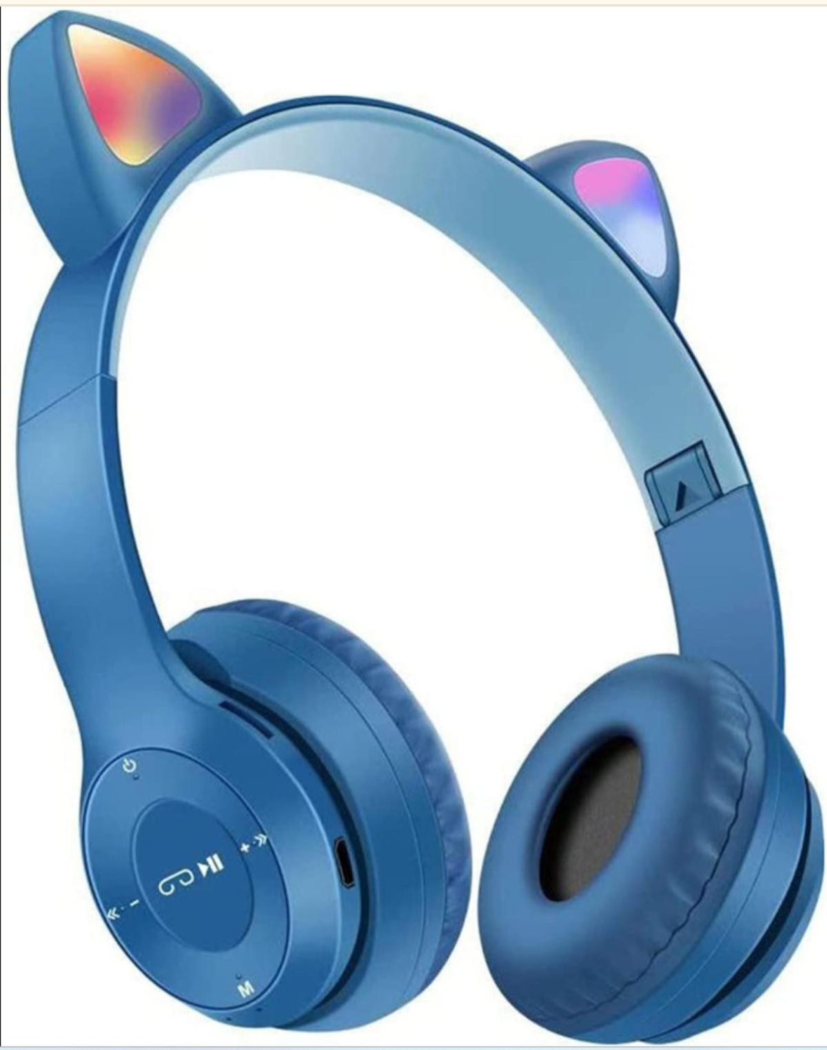 MK P47 Cat Ears Bluetooth Headphones Wireless LED Light Up – Dark Blue