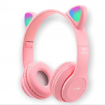 MK P47 Headphone Bluetooth 5.0 Luminous Cat Ear Shape – Pink