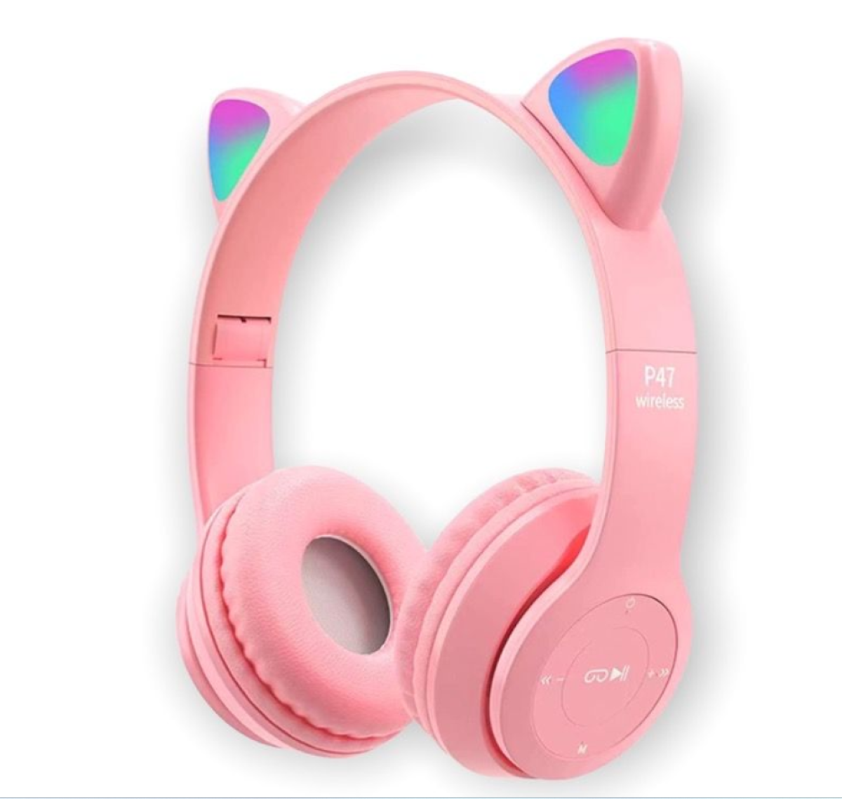 MK P47 Headphone Bluetooth 5.0 Luminous Cat Ear Shape – Pink