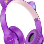MK P47 Headphone Bluetooth 5.0 Luminous Cat Ear Shape-Purple