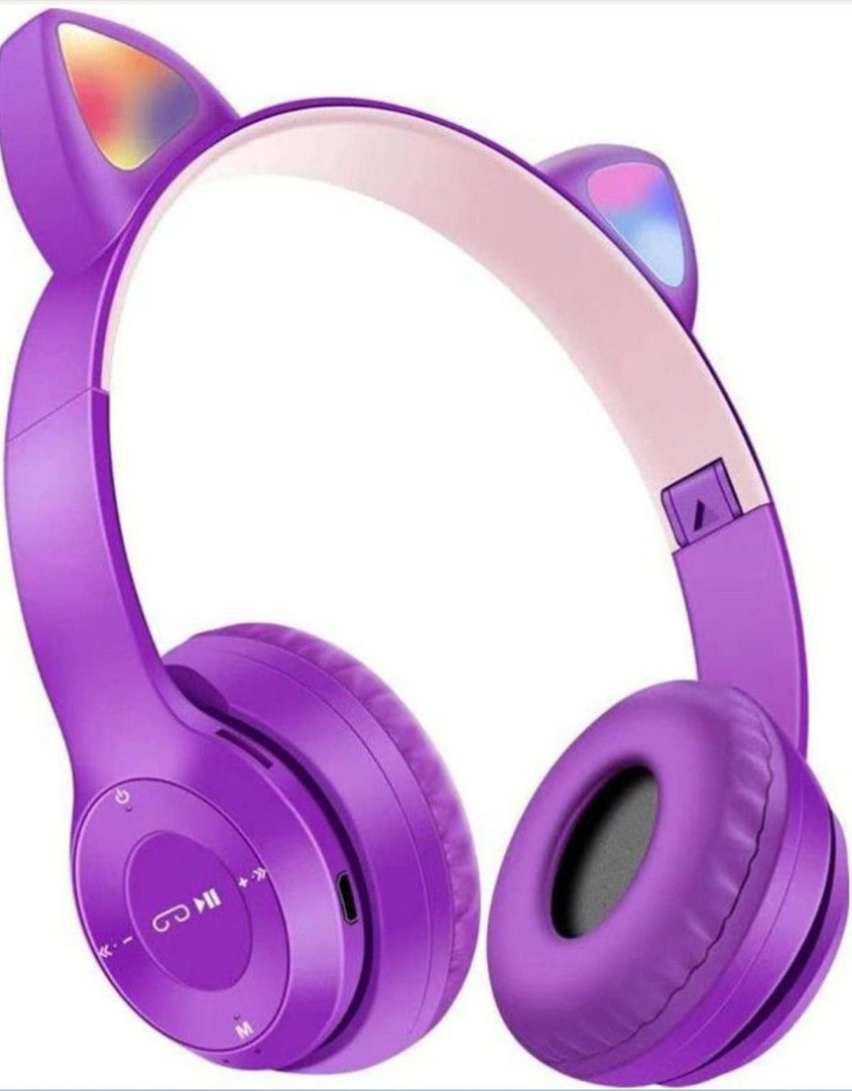 MK P47 Headphone Bluetooth 5.0 Luminous Cat Ear Shape-Purple