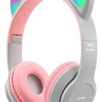 MK P47 RGB Cat Ears Wireless Bluetooth Headphone Gray Color