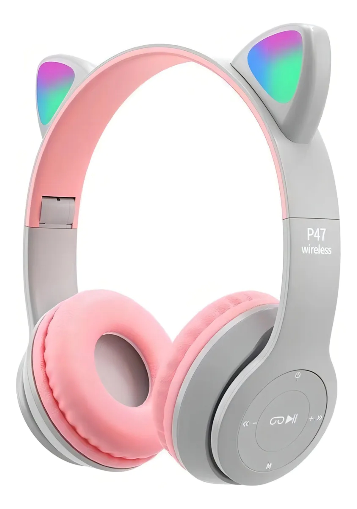 MK P47 RGB Cat Ears Wireless Bluetooth Headphone Gray Color