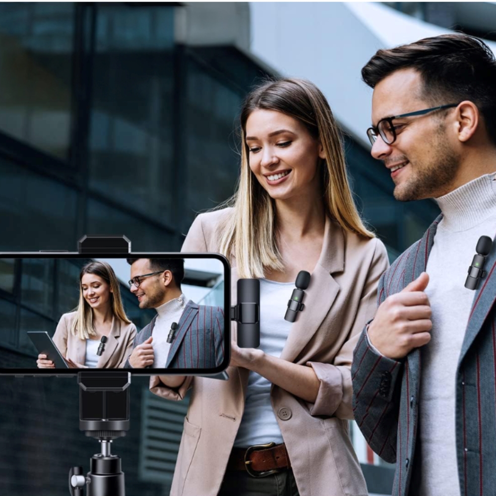 MK Professional Dual Wireless Lavalier Clip Microphone with Dual Connector