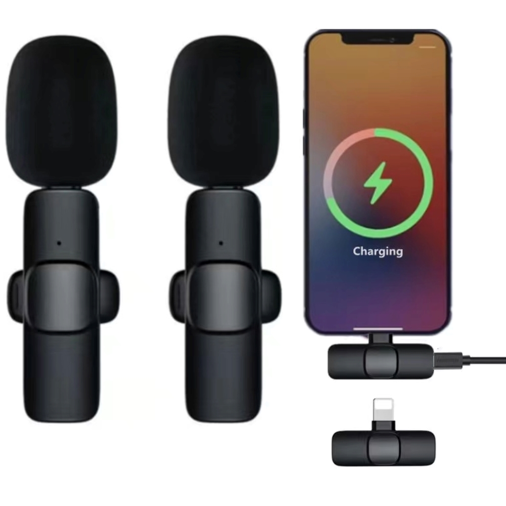 MK Professional Dual Wireless Lavalier Clip Microphone with Dual Connector