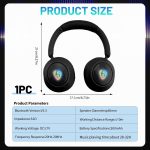 Wireless Bluetooth Headphones | Over-Ear Headphones | Foldable Wireless Stereo Headphones Built-in Microphone, RGB LED Backlit, Black