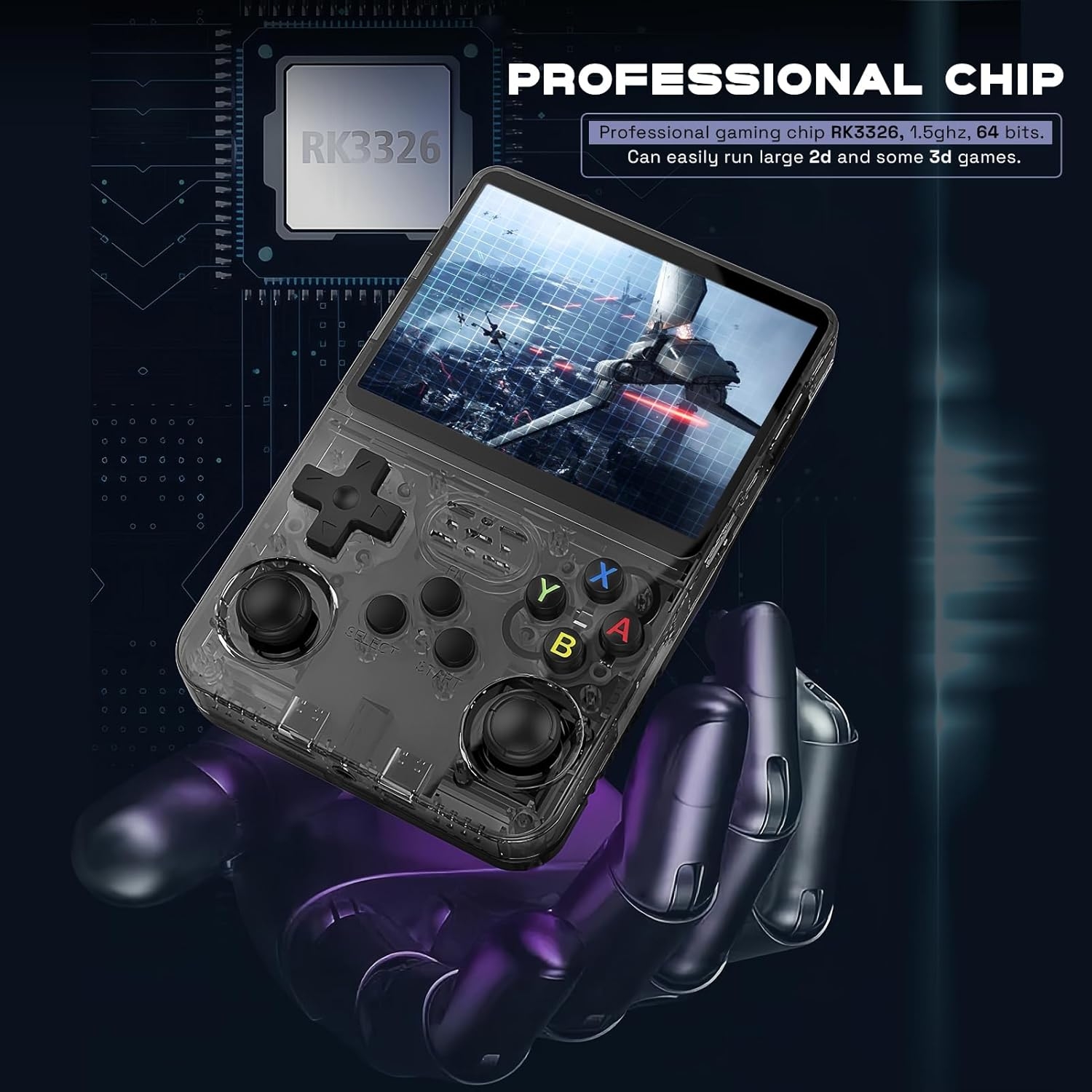 Retro Handheld Game Console, Open-Source R36S with 3.5″ IPS Screen, Linux System, Portable Gaming Device (Black, 64GB)