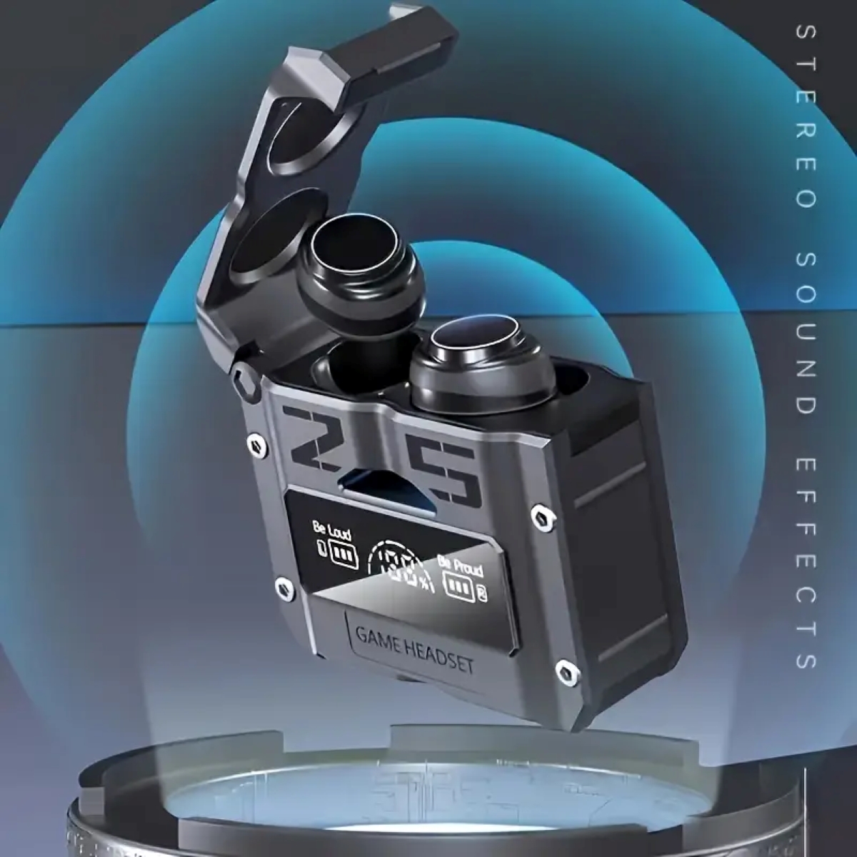 M25 Mech Design Wireless Gaming Headset, Touch Control, LED Display, Noise Cancelling Mic, Semi-Open-Back, Type-C, Compatible with Laptops, Sports and Exercise Headphones, 400mAh Lithium Battery, Detachable Cable