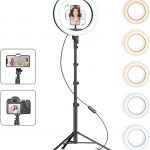 10″ Selfie Ring Light with 70″ Adjustable Tripod Stand,Phone Holder, LED Circle Light for Makeup, YouTube, TikTok, Live Streaming, Vlogging, Photography, iPhone & Android Compatible,Stepless Dimmable