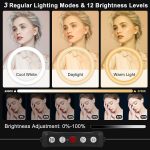10″ Selfie Ring Light with 70″ Adjustable Tripod Stand,Phone Holder, LED Circle Light for Makeup, YouTube, TikTok, Live Streaming, Vlogging, Photography, iPhone & Android Compatible,Stepless Dimmable