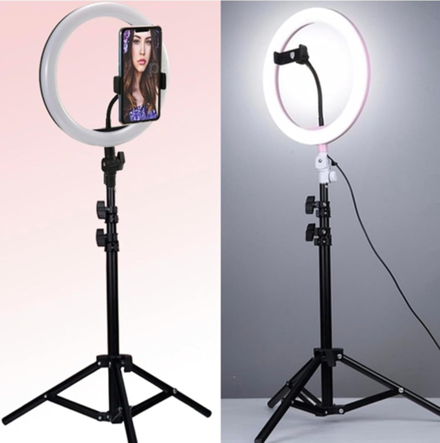 18-Inch Dimmable LED Ring Light with Adjustable Tripod Stand & Phone Holder – USB Powered Lighting for Makeup, Photography, YouTube, TikTok, Zoom, and Video Recording