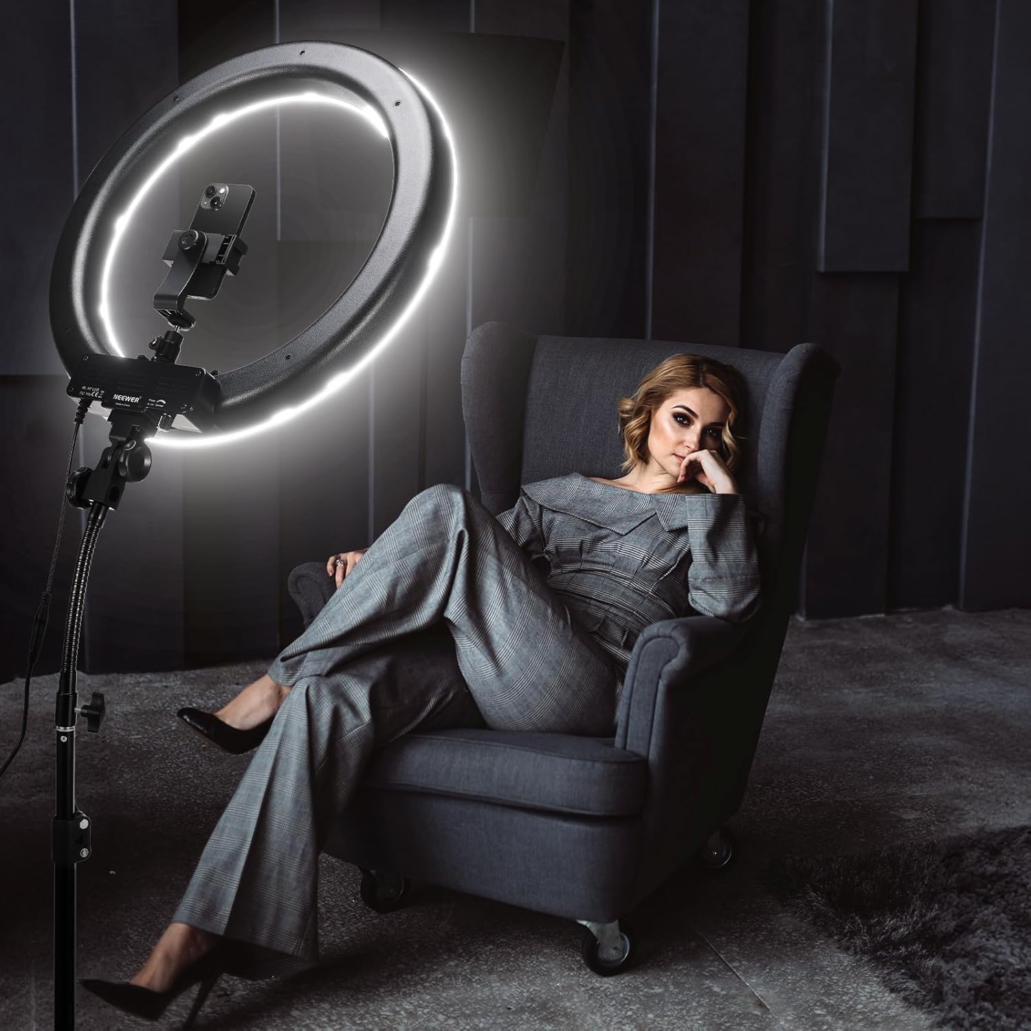 18-Inch Dimmable LED Ring Light with Adjustable Tripod Stand & Phone Holder – USB Powered Lighting for Makeup, Photography, YouTube, TikTok, Zoom, and Video Recording