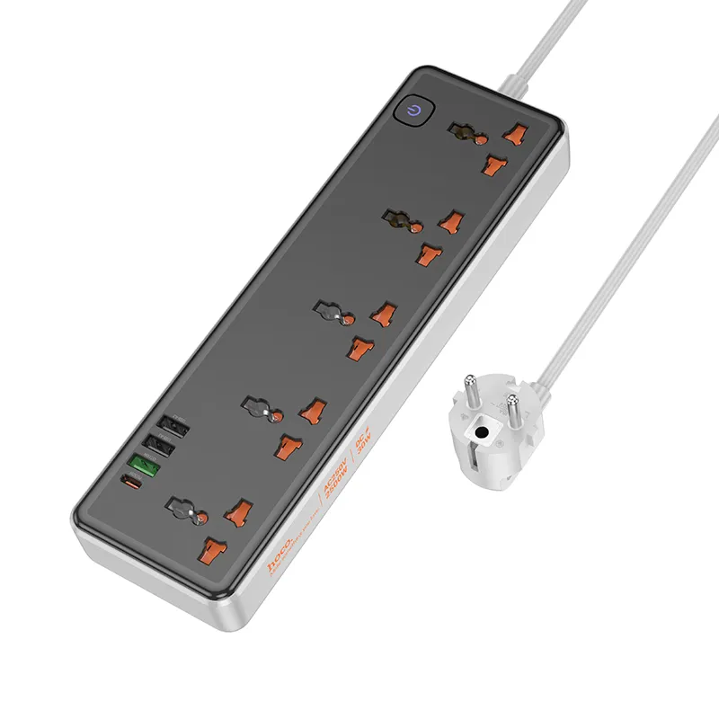 AC13 Talento, 2500W power strip with 5 × AC sockets, single Type-C and 3 × USB-A outputs, US plug, 1.5m cable