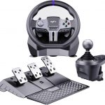 PXN V9 GEN2 PC Steering Wheel and Shifter and Pedal, Gaming Steering Wheel with Paddle Shifters, Hall-effect Pedal, 6+R Shifter, Racing Steering Wheel for PS4, PS3, Xbox Series X/S, Xbox One, PC