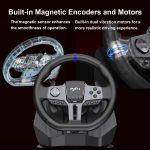 PXN V9 GEN2 PC Steering Wheel and Shifter and Pedal, Gaming Steering Wheel with Paddle Shifters, Hall-effect Pedal, 6+R Shifter, Racing Steering Wheel for PS4, PS3, Xbox Series X/S, Xbox One, PC