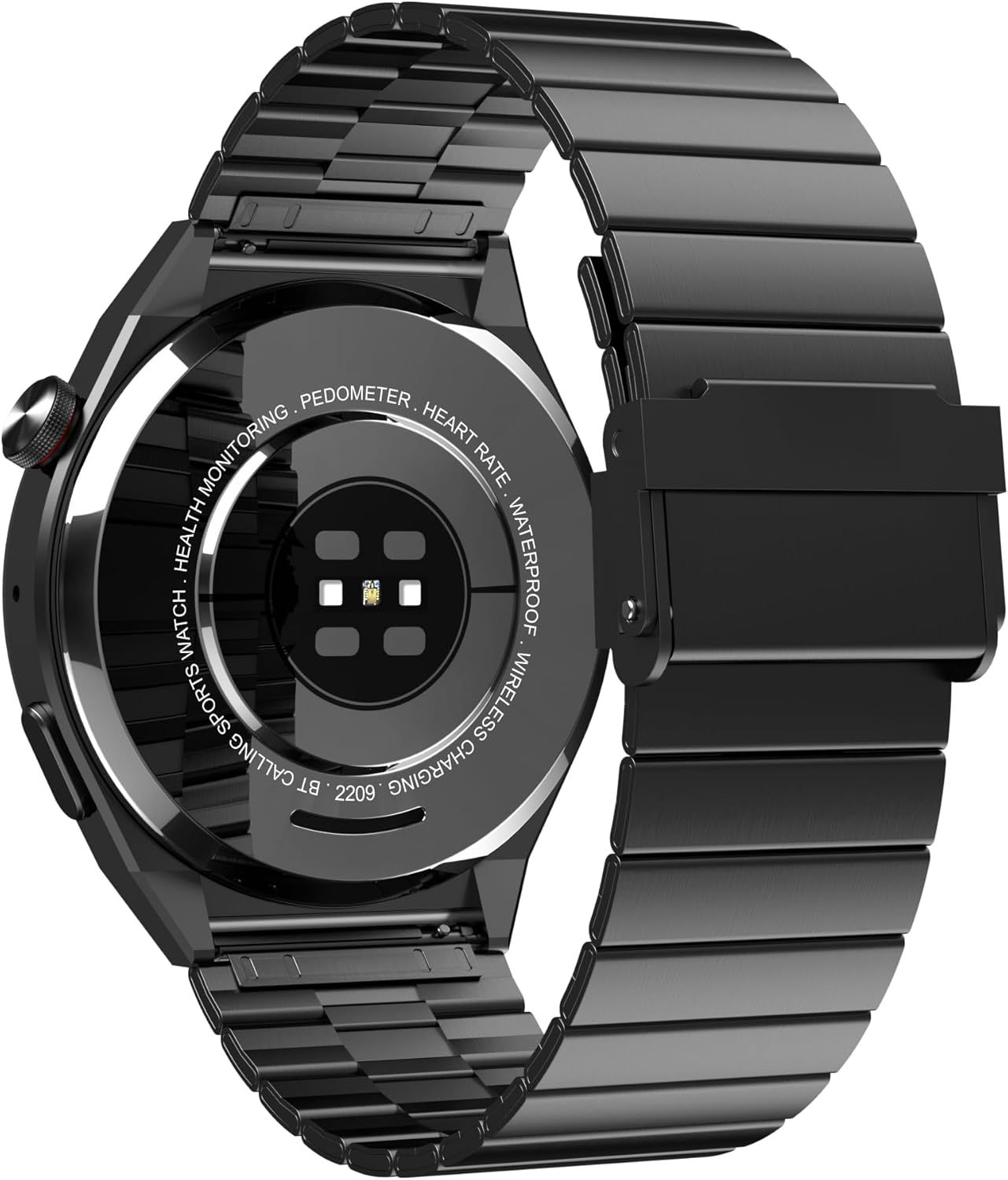 H4MAXs Smartwatch Waterproof Bluetooth Са|| BlооԀ Pressure Fitness trасker Sport Men Smart Watch IOSs Androids 2023 (Black-Black Steel, black Leather strap 3pcs H4MAX)