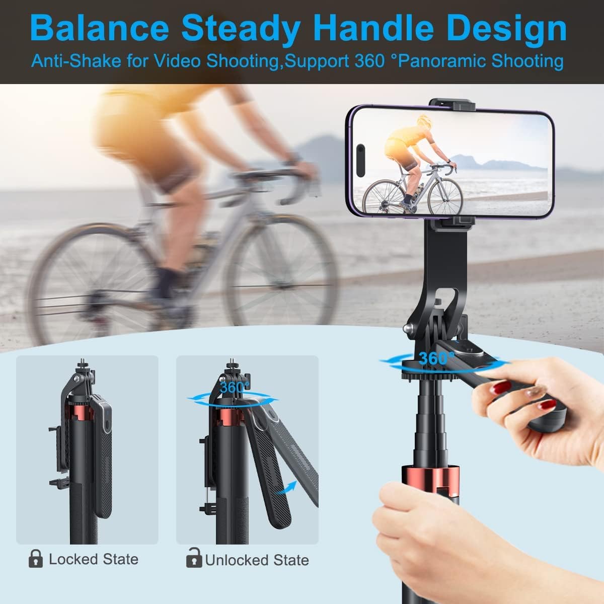 P185 Aluminum Alloy 1.8m Handheld Stabilizer Floor Telescopic Pole Quadrupod Mobile Phone Monopod Selfie Stick
