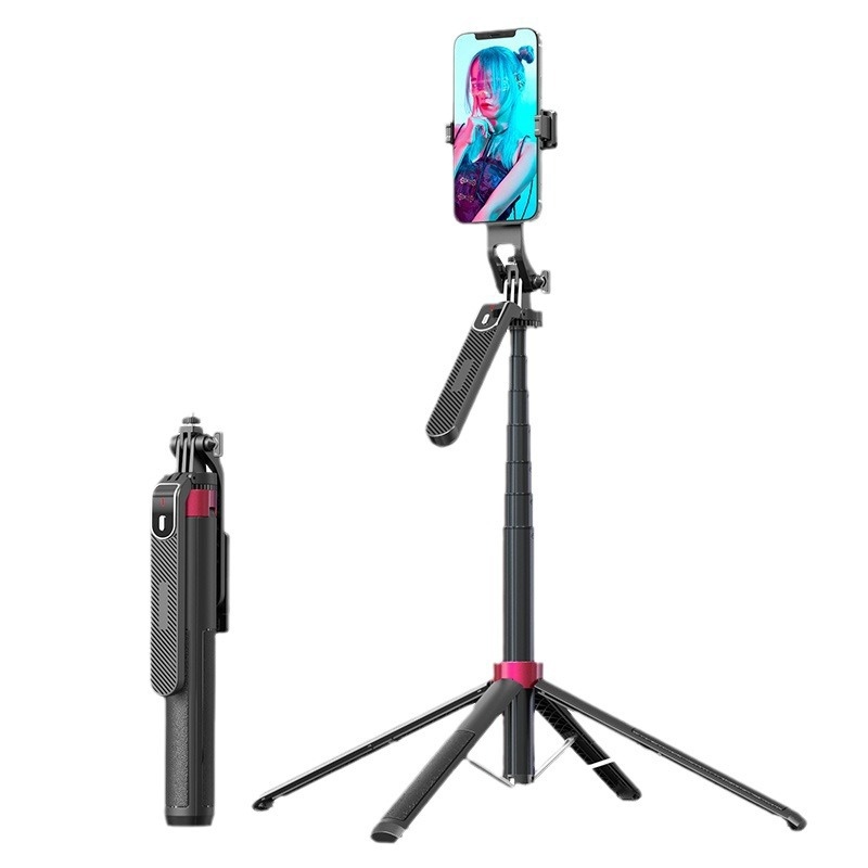 P185 Aluminum Alloy 1.8m Handheld Stabilizer Floor Telescopic Pole Quadrupod Mobile Phone Monopod Selfie Stick