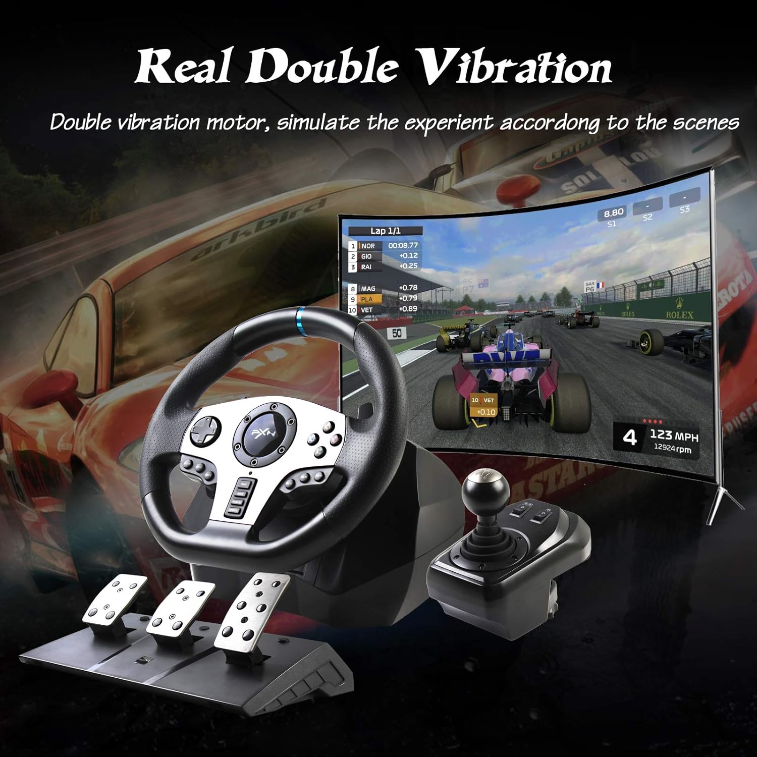PXN V9 PC Game Racing Wheels,270°/900°Steering Wheel Gaming for PC With Pedals and Shifter,Driving Wheel for PS4 Xbox One, Xbox Series S/X, PS3,Switch